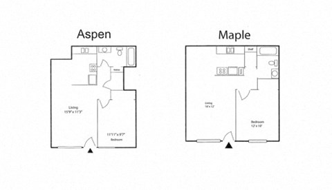 Floor plan for 1 bed, 1 bath, 518 sqft